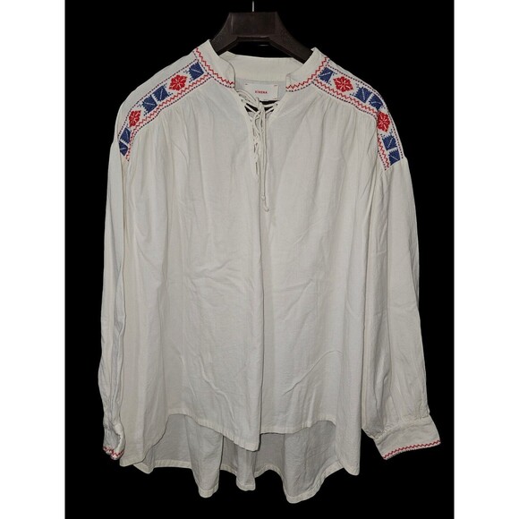 Xirena Lyric Top White Canvas Size Small Cotton Oversized Embroidered Blouse New - Picture 5 of 16